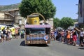 Passage of an E.Leclerc hypermarket advertising car in the Tour de France caravan