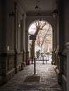 Passage in a historic building in Bucharest, Romania.