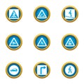 Passage icons set, flat style Royalty Free Stock Photo