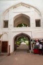 Gate, shop and arches inside the Red Fort, Old Delhi