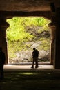 Cave Temple interior on Elephanta Island, Mumbai, India Royalty Free Stock Photo