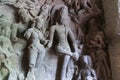 Cave Temple interior on Elephanta Island, Mumbai, India Royalty Free Stock Photo