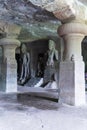 Cave Temple interior on Elephanta Island, Mumbai, India Royalty Free Stock Photo