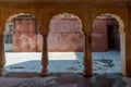 Ornate columns in building, Amber Fort, Amer , Rajasthan, Indiaa