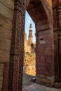 Qutub Minar from the Tomb of Iltutmish in the Qutub Minar Complex Delhi, India