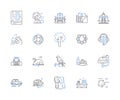 Passage organization line icons collection. Cohesion, Transitions, Sequencing, Clarity, Structure, Flow, Hierarchy Royalty Free Stock Photo