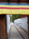 Passage outside the ancient monastery of Alchi in Ladakh, India. Royalty Free Stock Photo