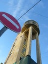 Passage is prohibited and water tower designed by Chernikhov