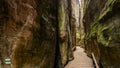 Passage in rock town of Adrspach. Adrspach National Park in northeastern Bohemia, Czech Republic.