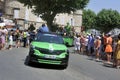 Passage of a Skoda car in the Tour de France caravan