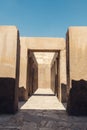 Passage to temple of the Sphinx. Ancient Egyptian ruins in the Giza plateau. Cairo Egypt Royalty Free Stock Photo