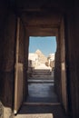 Passage to temple of the Sphinx. Ancient Egyptian ruins in the Giza plateau. Cairo Egypt Royalty Free Stock Photo