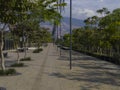 Passage to walk in Medellin river parks with summer sun