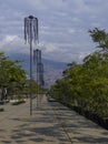 Passage to walk in Medellin river parks with summer sun