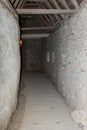 Passage under the roof, between the protective walls in the Fortified Church Prejmer in Prejmer city in Romania