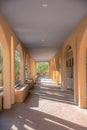 Passageway with arched pillars at downtown Tucson, Arizona Royalty Free Stock Photo