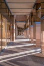 Passageway with tile pillars and concrete pavement in downtown Tucson, Arizona Royalty Free Stock Photo