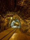 Passanger train station in old salt mine Royalty Free Stock Photo