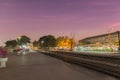 Passanger train station in the twilight. Royalty Free Stock Photo