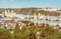 Passau city with Saint Stephen`s cathedral, Lower Bavaria, yello Royalty Free Stock Photo