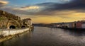 Passau on the Danube river, Germany. View of the town at sunset with beautiful sky