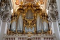 Horizontal interior view of main west Organ in the baroque St. Stephen\'s Cathedral in