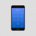 Passcode interface for lock screen, login or enter password pages. Vector phone ID recognition screenlock password or