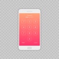 Passcode interface for lock screen, login or enter password pages. Vector phone ID recognition screenlock password or