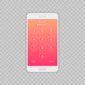 Passcode interface for lock screen, login or enter password pages. Vector phone ID recognition screenlock password or