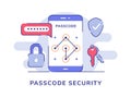 Passcode security password padlock key shield isolated background with flat style