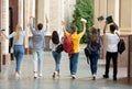 We passed exams. Students raised hands and walking in campus