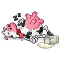 Passed out cow who drank way too much milk vector cartoon clip art character