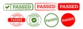 passed rectangle circle green and red color stamp label success approved sign