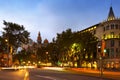 Passeig de Gracia in october twilight. Barcelona Royalty Free Stock Photo