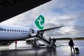 Passenergers boarding a Transavia airplane