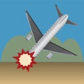 Passenger air plane crash illustration Royalty Free Stock Photo