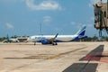 Passenger aircraft Airbus A320 neo indian airlines indigo at the airport of thailand, phuket