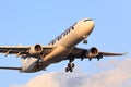 Passenger aircraft arrives in Chicago.