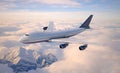 Passenger aircraft flying above the clouds