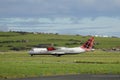 Passenger aircraft taxying at airport Royalty Free Stock Photo