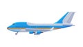 Passenger Airliner, Government or Presidential Vehicle, Luxury Business Transportation, Side View Flat Vector