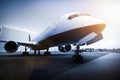 Passenger airplane on the airport parking Royalty Free Stock Photo