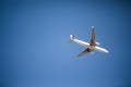 Passenger airplane in the blue sky. travel by air transport