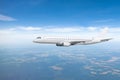 Passenger airplane flies in the sky, performing flight