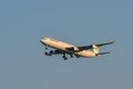 Passenger airplane landing at Bangkok Airport