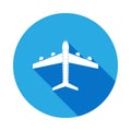 passenger airplane with long shadow icon. Element of travel icon for mobile concept and web apps. Detailed passenger airplane icon Royalty Free Stock Photo