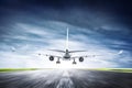 Passenger airplane taking off on runway Royalty Free Stock Photo