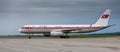 Passenger airplane Tupolev Tu-204-100B of Air Koryo company North Korea on airfield Royalty Free Stock Photo