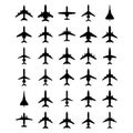 Passenger airplanes silhouette set. Vector EPS10.