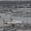 Passenger airplanes standing at Montreal Airport